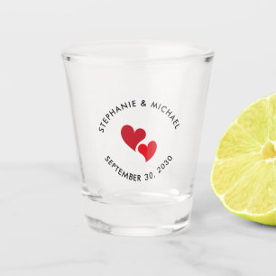 Personalized Hearts Wedding  Shot Glass