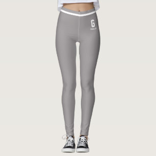 Personalized Heather Grey White Striped Monogram Leggings