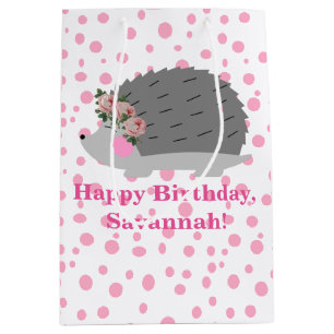 Personalized Hedgehog Birthday Gift Bag