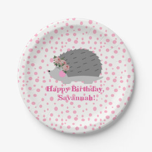 Personalized Hedgehog Birthday Paperplate Paper Plate
