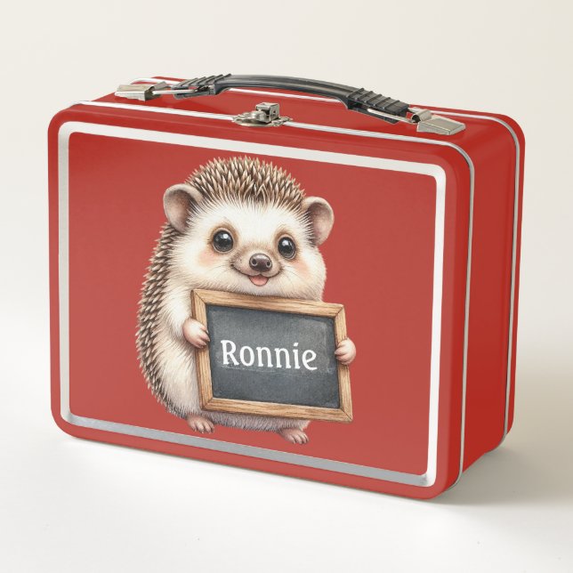 Personalized Hedgehog  Metal Lunch Box (Front)