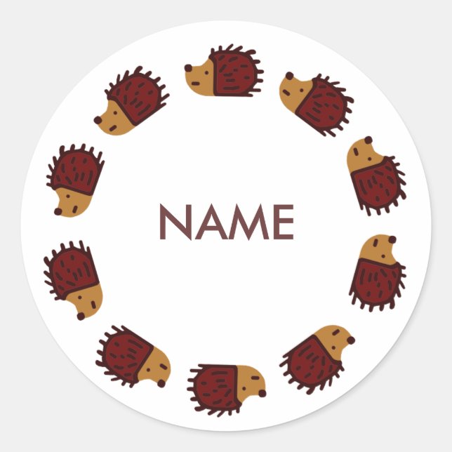 Personalized Hedgehog Sticker (Front)