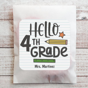 Personalized Hello 4th Grade Square Sticker