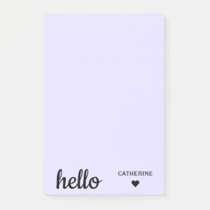 Personalized Hello Blush Purple 4x6" Post-it Notes