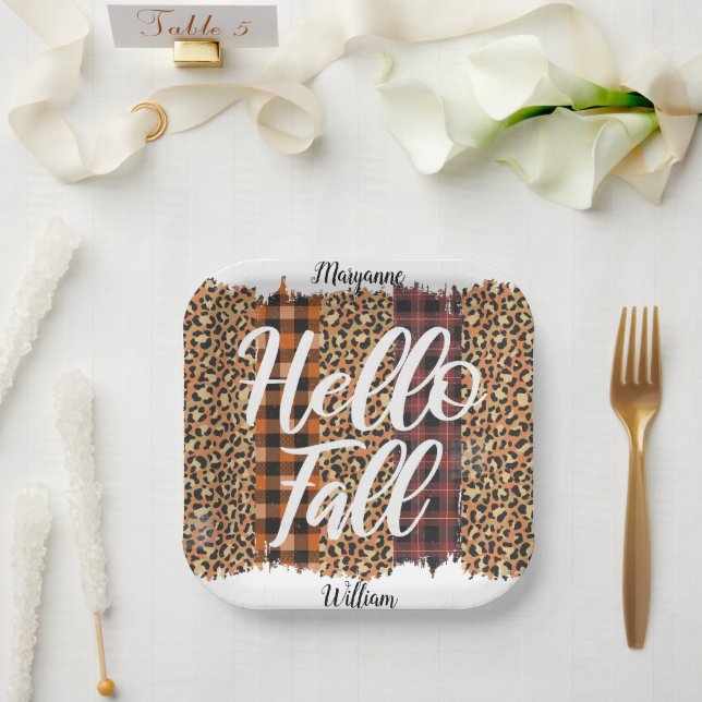 Personalized Hello Fall Paper Plate (Wedding)