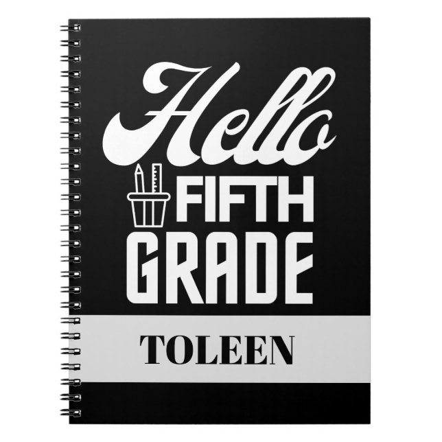 Personalized  Hello Fifth Grade                  Notebook (Front)