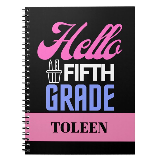 Personalized  Hello Fifth Grade                  Notebook (Front)