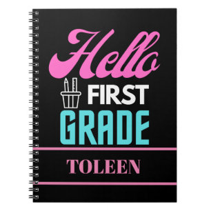 Personalized Hello First Grade Notebook