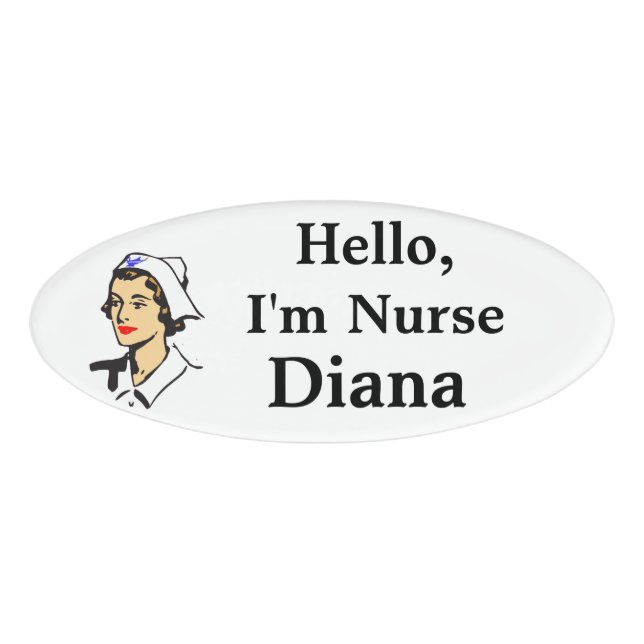 Personalized Hello, Im Nurse Name Tag (Front)