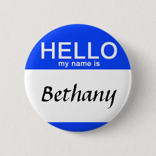 Personalized Hello My Name Is Custom Name Blue 2 Inch Round Button