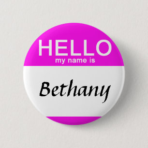 Personalized Hello My Name Is Custom Name Pink 2 Inch Round Button