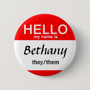 Personalized Hello My Name Is Custom Name Pronouns 2 Inch Round Button