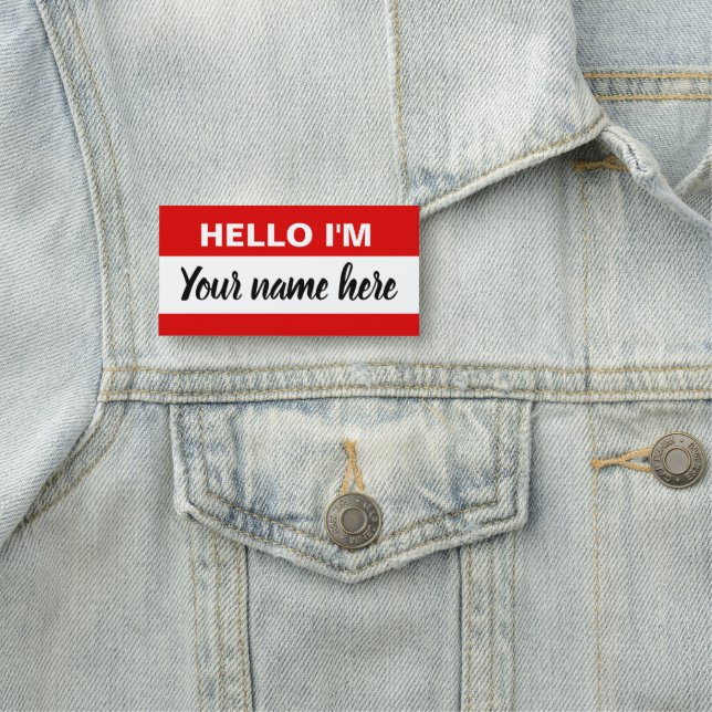 Personalized Hello my name is (red) Tag (In Situ)