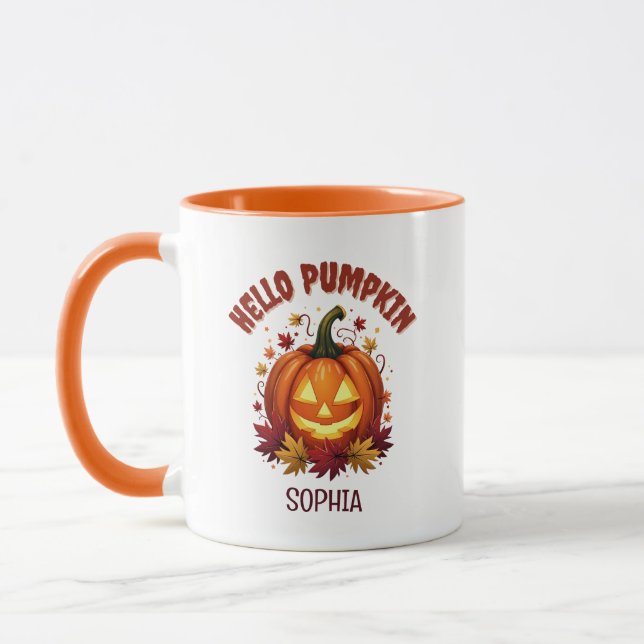 Personalized Hello Pumpkin Halloween Daughter Gift Mug (Left)