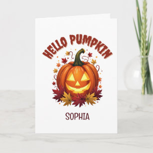 Personalized Hello Pumpkin Halloween Friend Gift Card