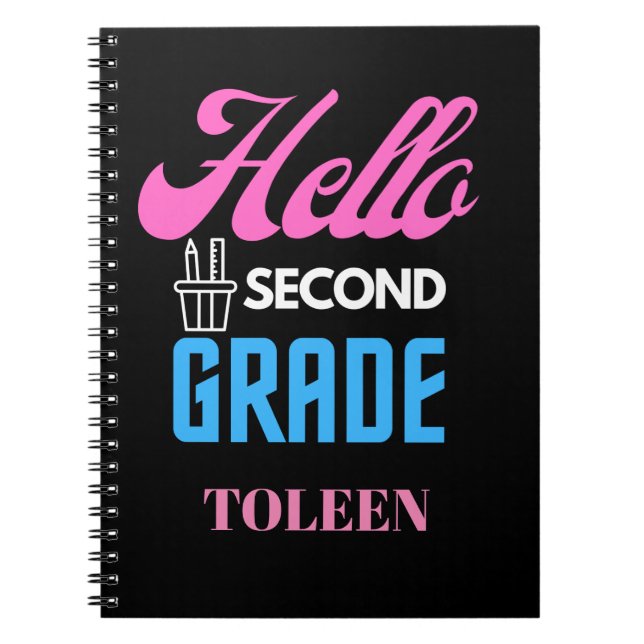 Personalized  Hello Second Grade                  Notebook (Front)