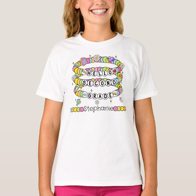 Personalized Hello Second Grade T-Shirt (Front)