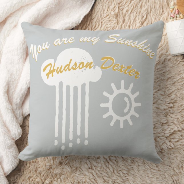 Personalized Hello Sunshine Clouds and Sun Throw Pillow (Blanket)