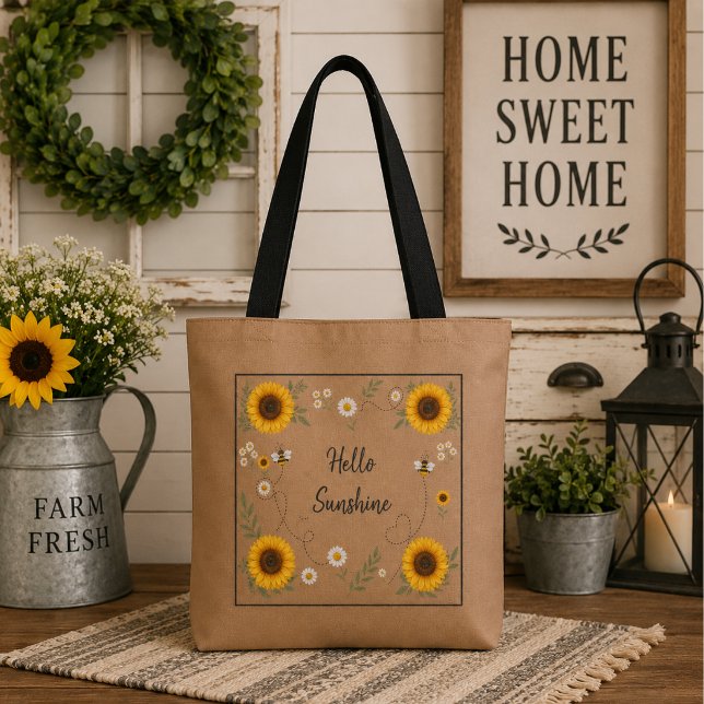 Personalized Hello Sunshine Sunflower Tote Bag (Creator Uploaded)