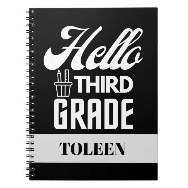 Personalized  Hello Third Grade                  Notebook (Front)