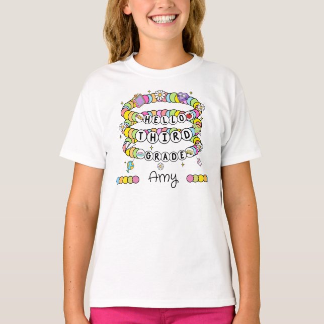 Personalized Hello Third Grade T-Shirt (Front)