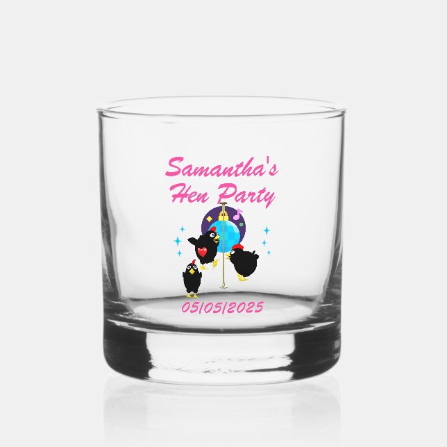 Personalized Hen Night Party Funny Bachelorette Whiskey Glass (Front)