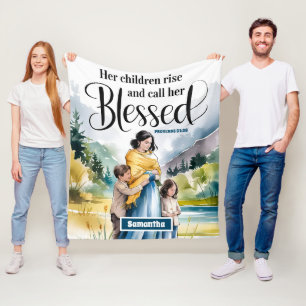 Personalized Her Children Rise Christian Women  Fleece Blanket