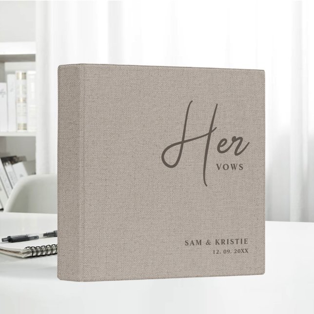 Personalized Her Vows Linen Fabric Wedding Book Binder (Creator Uploaded)