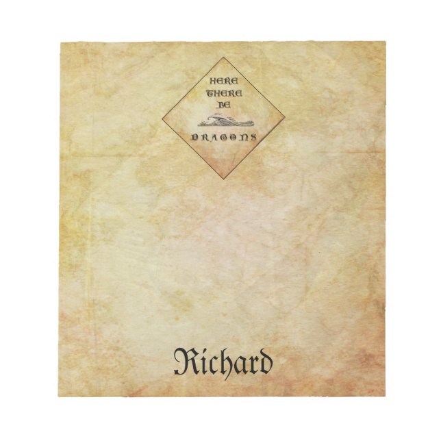 Personalized Here There Be Dragaons Notepad (Front)