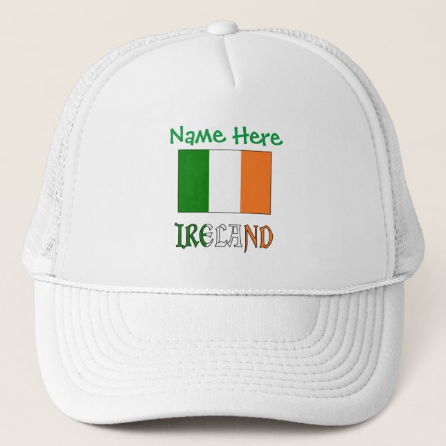 Personalized Heritage Ireland Flag  Trucker Hat (Front)