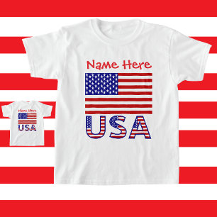 Personalized Heritage USA Flag Girls'  T-Shirt