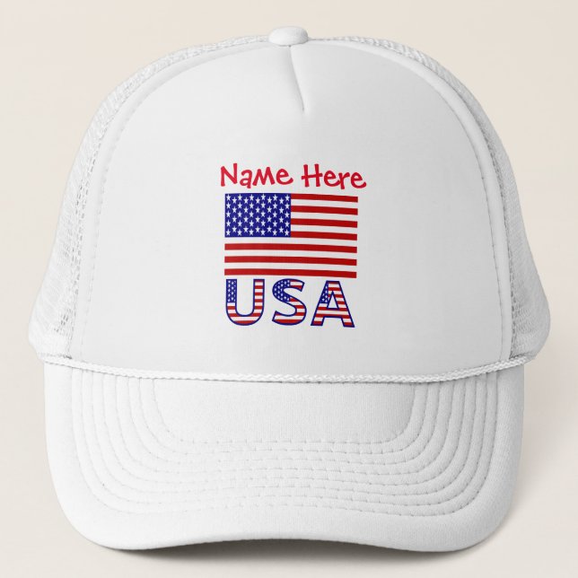 Personalized Heritage USA Flag  Trucker Hat (Front)