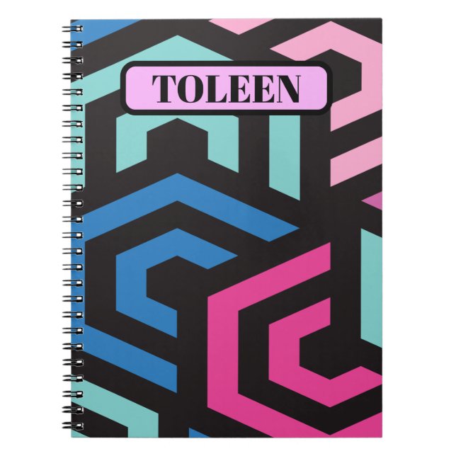 Personalized Hexagon Geometric Pattern           Notebook (Front)