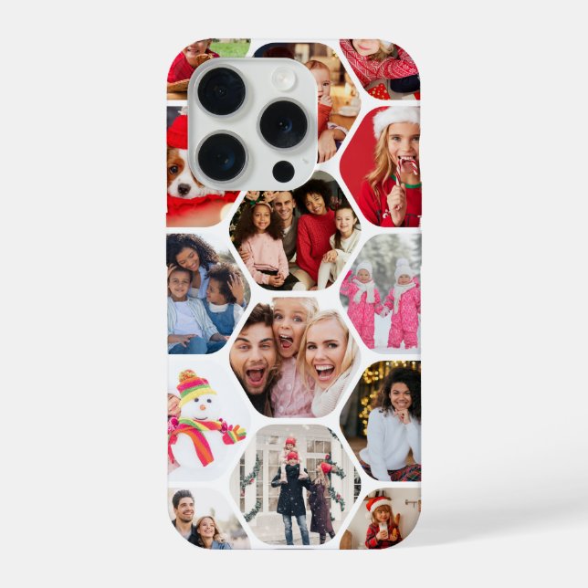Personalized Hexagon Multi Photo Collage iPhone Case (Back)