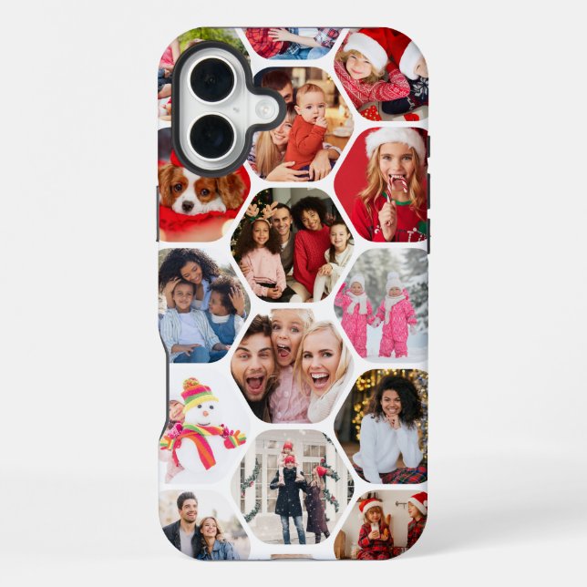 Personalized Hexagon Multi Photo Collage iPhone Case (Back)