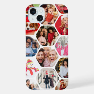 Personalized Hexagon Multi Photo Collage iPhone 15 Plus Case