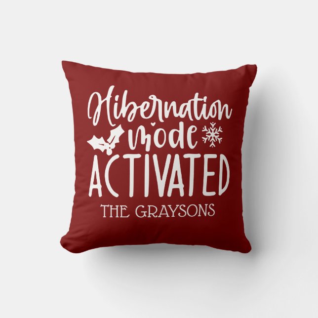 Personalized Hibernation Mood Activated Christmas  Throw Pillow (Front)