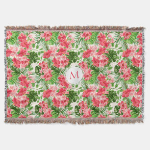 Personalized Hibiscus Flower Monogram T Blanket
