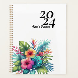 Personalized Hibiscus Flower Tropical Planner