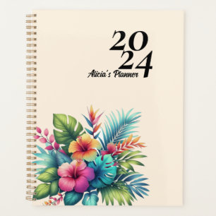 Personalized Hibiscus Flower Tropical  Planner