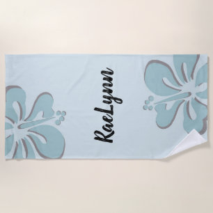 Personalized Hibiscus Flowers Beach Towel