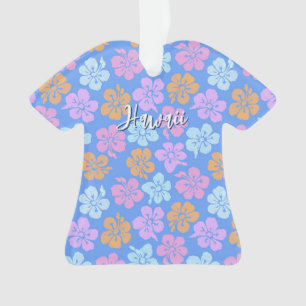 Personalized Hibiscus Pattern with Vacation Photo Ornament