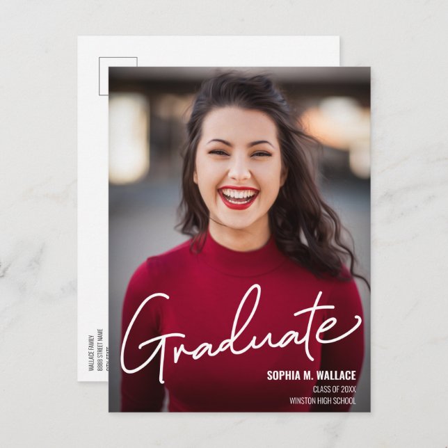 Personalized High School Class of Photo Announcement Postcard (Front/Back)