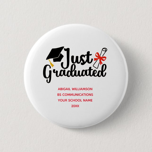 Personalized High School College Graduation  2 Inch Round Button (Front)
