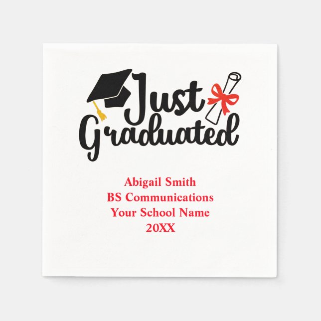 Personalized High School College Graduation Napkin (Front)
