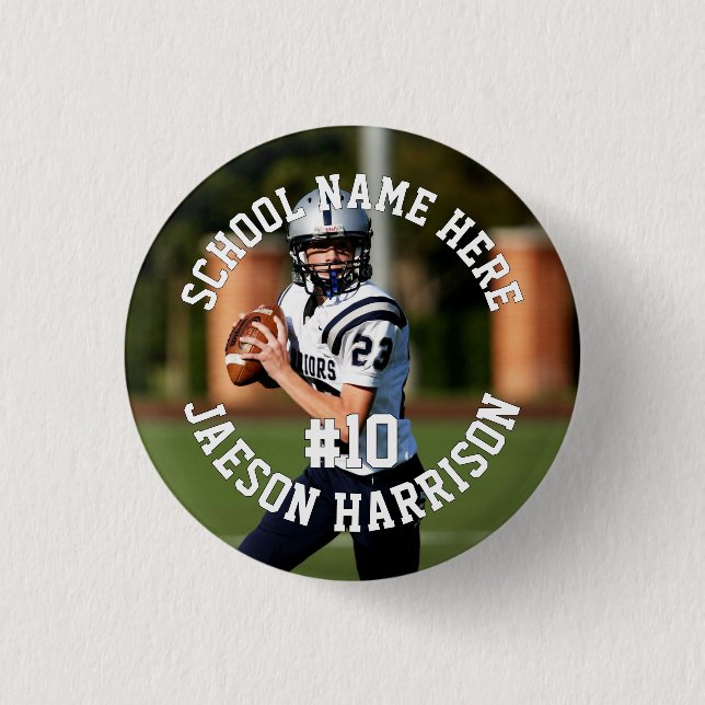 Personalized High School Football Player 1 Inch Round Button (Front)