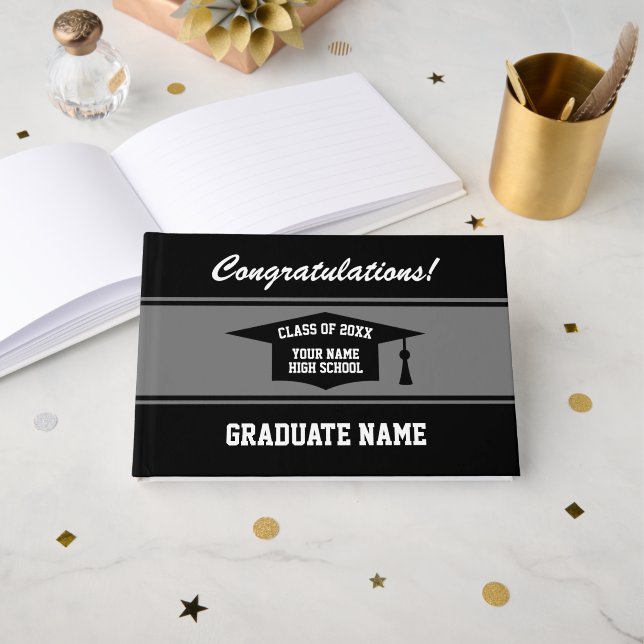 Personalized High School graduation party Guest Book (Front Open)