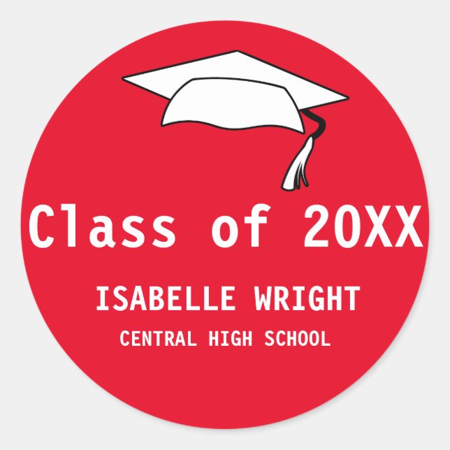 Personalized High School Graduation Sticker Red (Front)