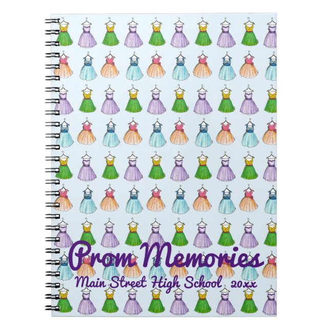 Personalized High School Prom Favour Dress Fashion Notebook (Front)