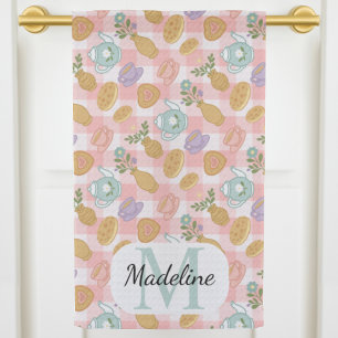 Personalized High Tea Florals Monogram Pastel Kitchen Towel